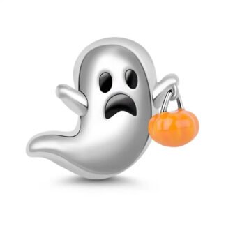 Trick or Treat White Ghost Halloween Pumpkin Charm