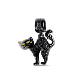 Scary Sparkly Black Cat Charm