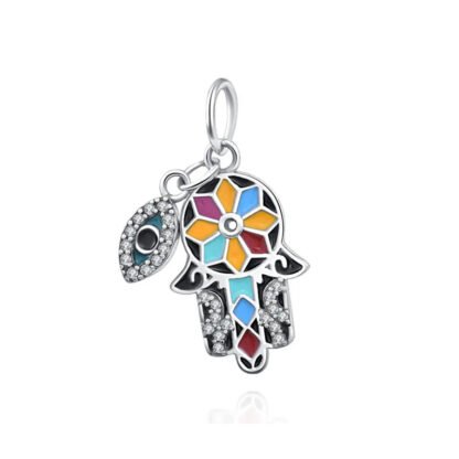 Bright Colorful Hamsa Hand and Eye Charm