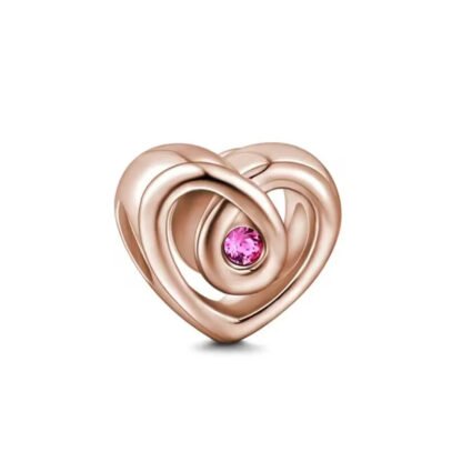 Gold Rose Stylish Heart Pink Gem Charm