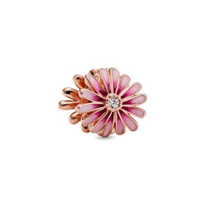 Gold Rose Fancy Pink Flower Charm