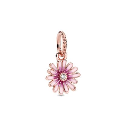 Gold Rose Pretty Pink Flower Charm