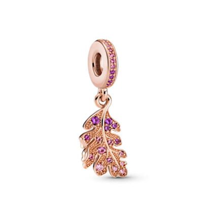 Gold Rose Autumn Leaf Purple Gems Charm