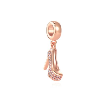 Gold Rose Modern Heel Shoe Charm