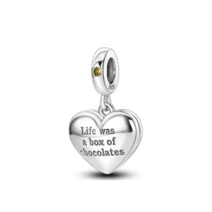 Silver Heart "Life was a box of chocolates" Charm