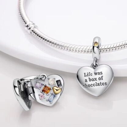 Silver Heart "Life was a box of chocolates" Charm - Image 2