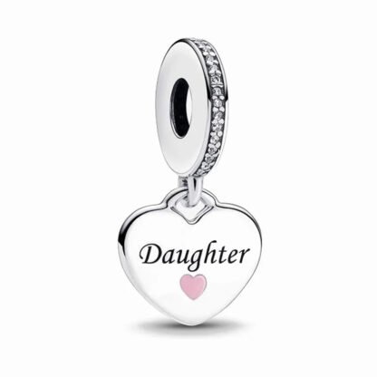 Simple Silver Heart Daughter Charm