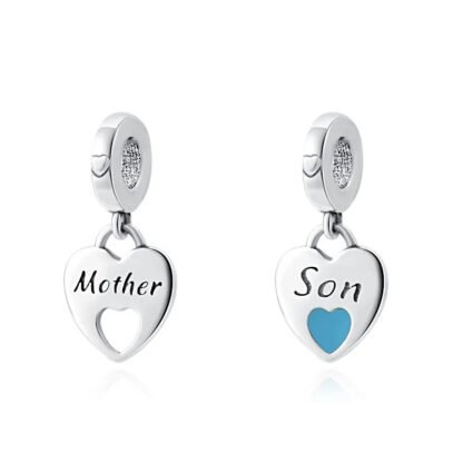 Simple Silver Hearts Duo Mother Son Charm