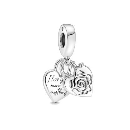 Silver Hollowed Rose Love Charm