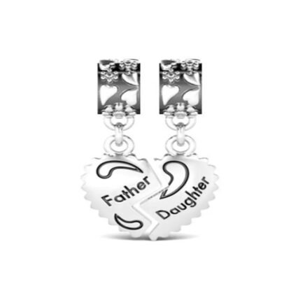 Silver Spiky Heart Father Daughter Charm
