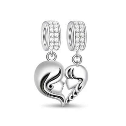 Silver Intimate Heart Mother Daughter Charm
