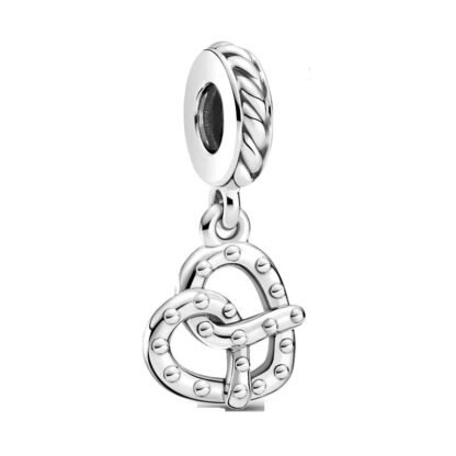 Silver Pretzel Heart Charm