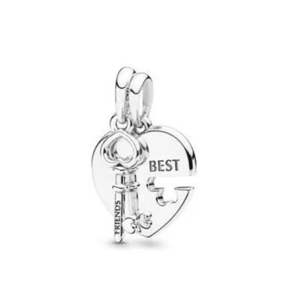 Best Friends Heart Key Charm