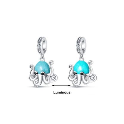 Glow in the Dark Luminous Blue Octopus Charm