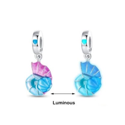 Glow in the Dark Luminous Blue Hues Seashell Charm