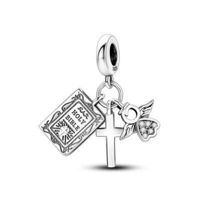 Religious Items Holy Bible Book Cross Angel Charm