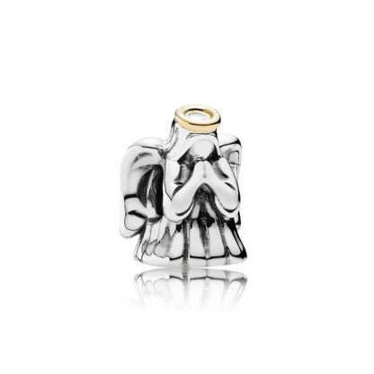 Silver Praying Angel Golden Halo Charm