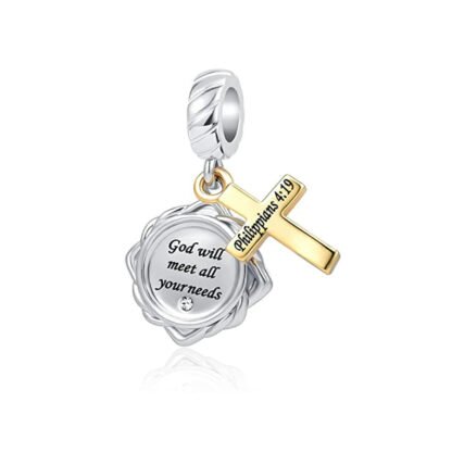 Religious Cross and Message Philippians 4:19 Charm