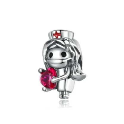 Hospital Nurse Red Heart Charm