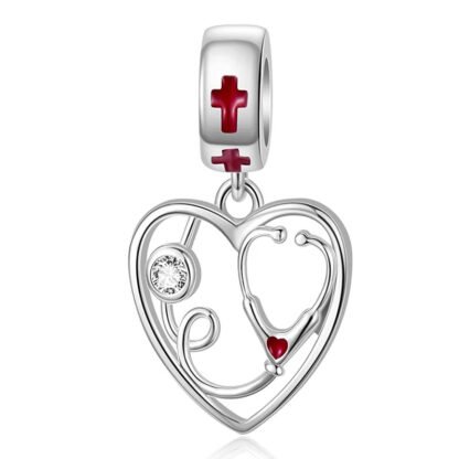 Healthcare Medical Stethoscope Heart Charm