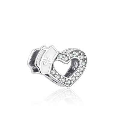Silver Heart Nursing Cap Charm