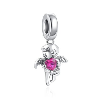 Protective Angel Child Pink Heart Gem Charm