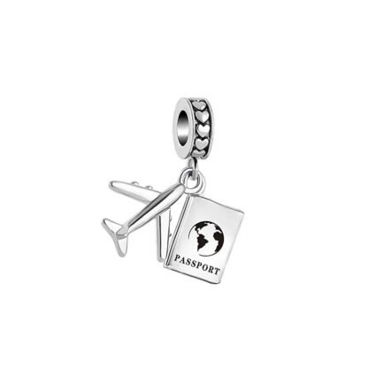 Silver Passport and Airplane Charm