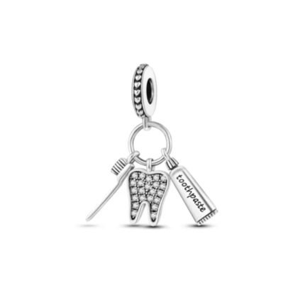 Silver Dental Hygiene Kit Tooth Charm