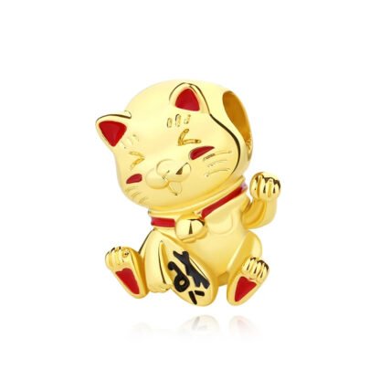 Maneki Neko Lucky Japanese Golden Cat Single Shoe Charm