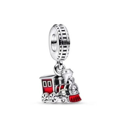 Silver Red Mini Train Charm