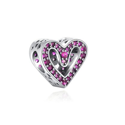 Quirky Heart Magenta Gems Charm