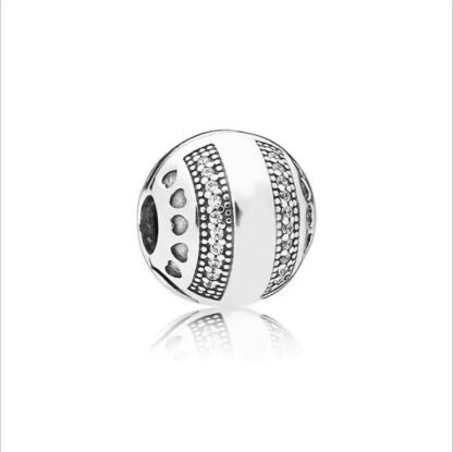 Silver Futuristic Ridges Smooth and Sparkly Bead Charm