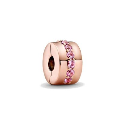 Gold Rose Pink Gem Line Charm