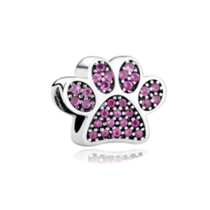 Magenta Animal Pet Paw Print Charm