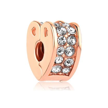 Gold Rose Paw White Gems Charm