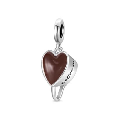 Heart Brown Coffee Cup Charm