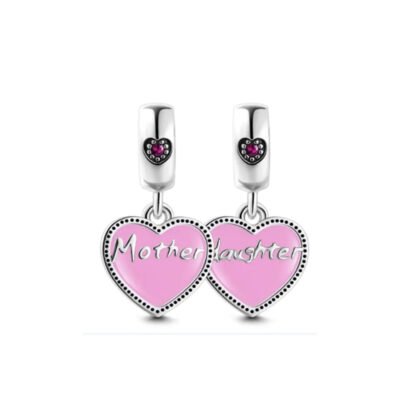 Pink Heart Duo Mother Daughter Charm