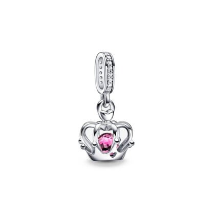 Silver Crown Pink Gem Charm