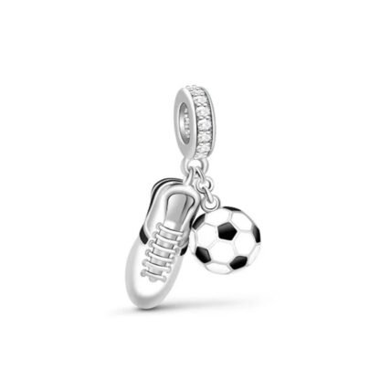 Silver Shoe Soccer Ball Charm