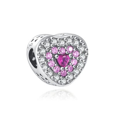 Glistening Pink Heart Charm