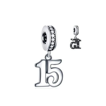 Silver Number 15 Milestone Charm