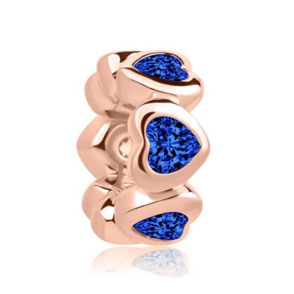 Rose Gold Hearts Link Dark Blue Charm