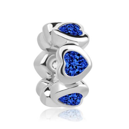 Silver Hearts Link Dark Blue Charm