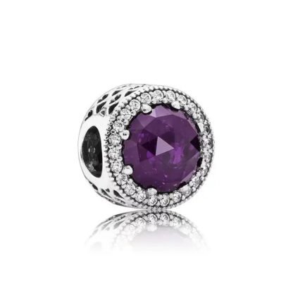 Silver Elegant Purple Gem Charm