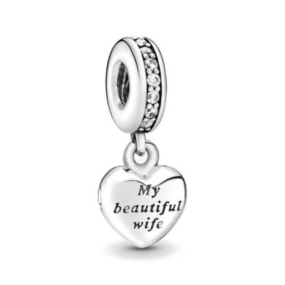 Silver Heart My beautiful wife Charm