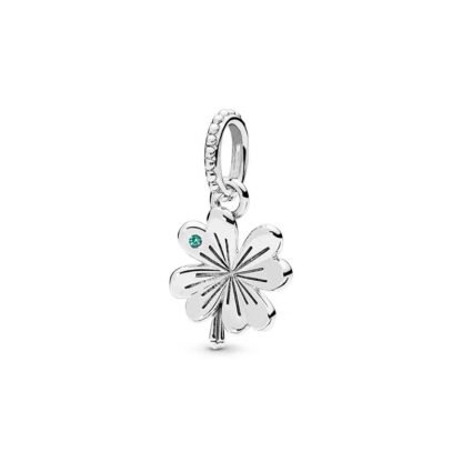 Simple Lucky Clover Blue Green Gem Charm
