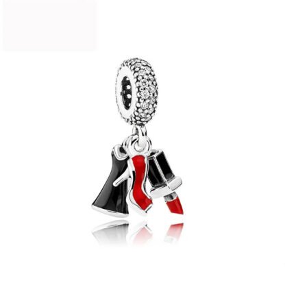 Red and Black Lady's Night Heel and Lipstick Charm