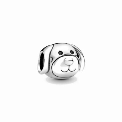 Silver Smiling Dog Puppy Head Charm