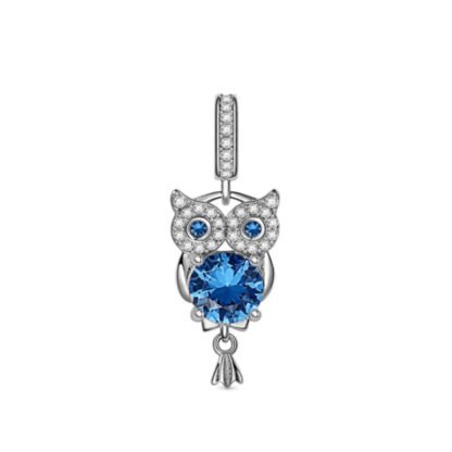 Blue Crystals Owl Charm
