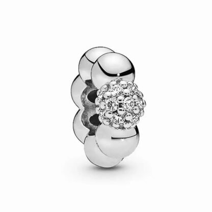 Silver Linked Spheres Futuristic One Sparkly Gem Cluster Charm